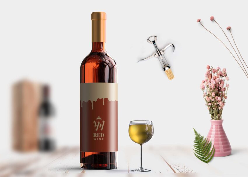 Free Wine Bottle Paper Packaging Mockup