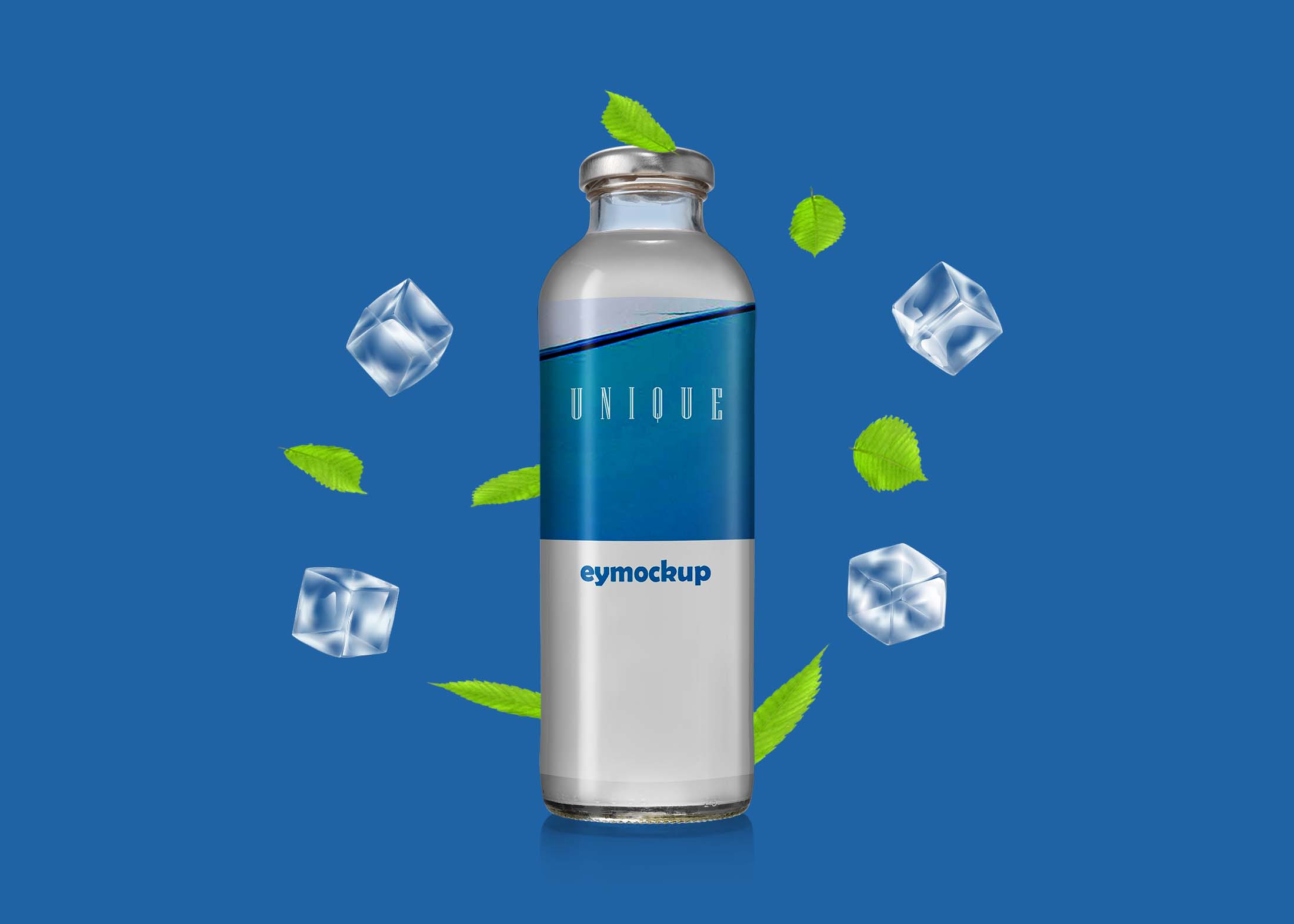Stylish glass water bottle mockup