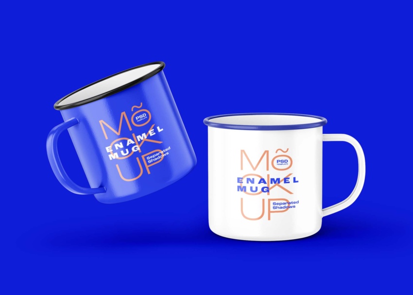 Blue Enamel Mug Mockup