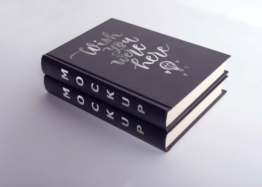 Free PSD Two Leather Book Front Cover Design Mockups