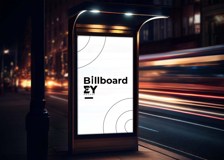 Verticle Road Billboard Mockup
