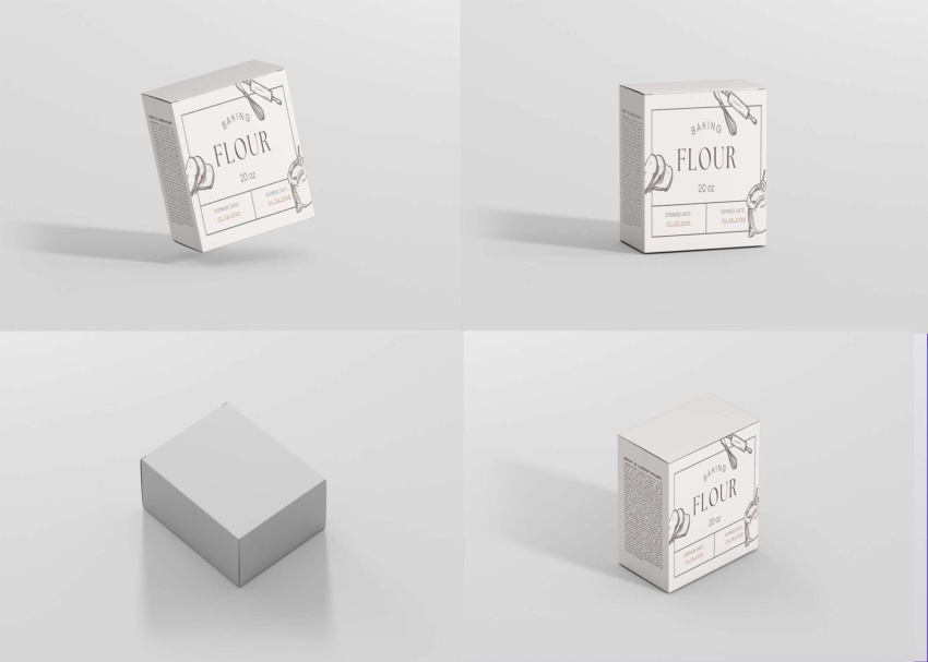 Stylish Flour Packaging Box Mockups Flour Packaging Box Mockups 3 eymockup