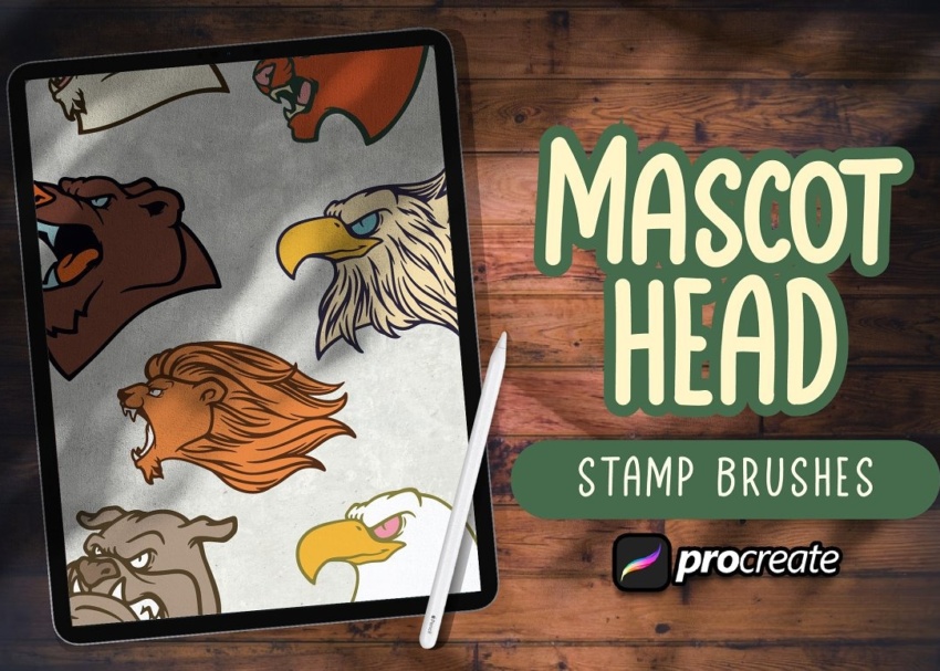 Procreate Mascot Head Stamp Brushes