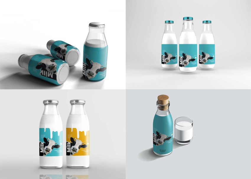 Milk Bottles Mockup PSD 5