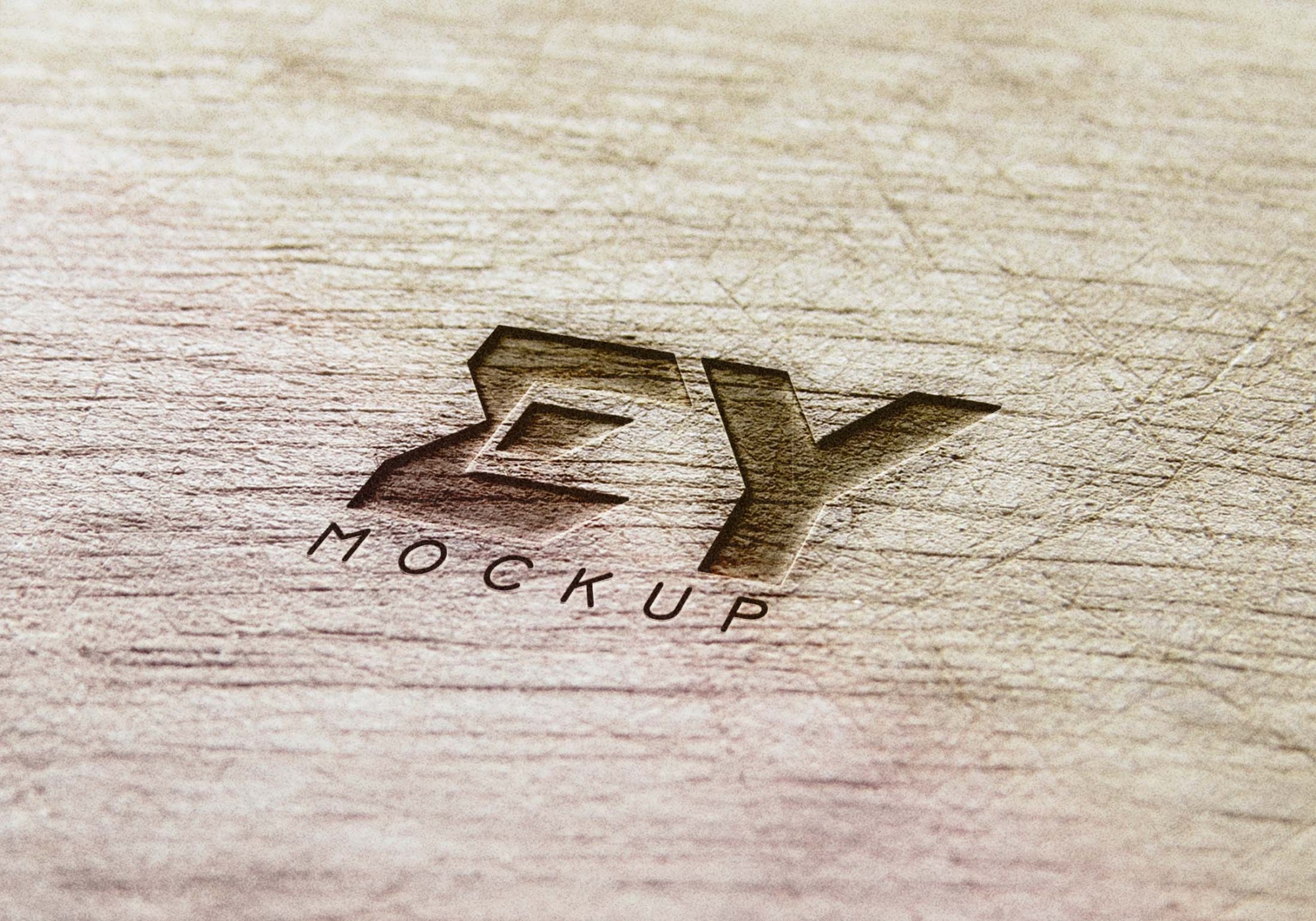 Realistic Wood Logo Mockup Download Wood Engraved Logo MockUp 1