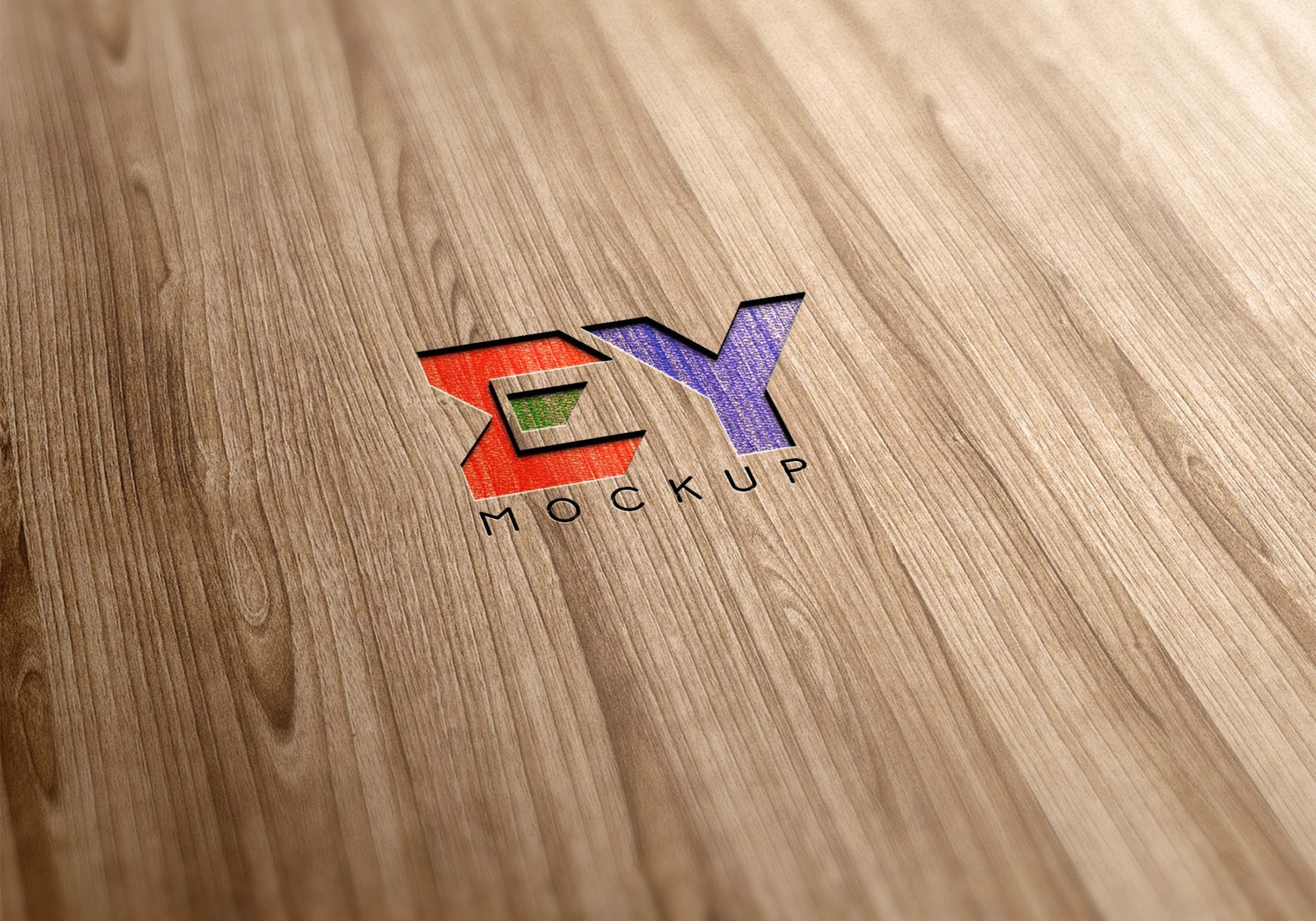 Realistic Wood Logo Mockup Download Wood Engraved Logo MockUp 3