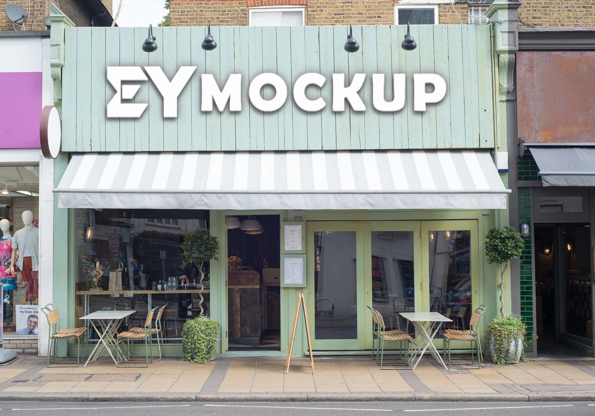 Shop Logo Mockup for Easy Customization Shop Facade Logo Mockup PSD 1