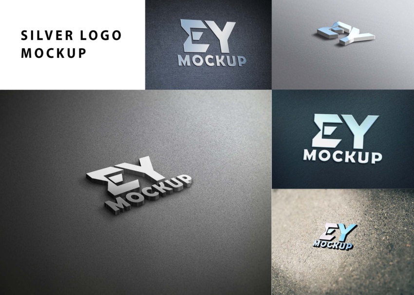 Silver 3D Logo Mockup PSD 1 1