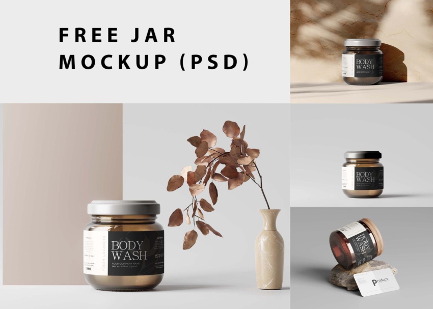 Free Jar Mockup PSD 5