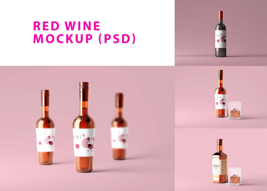 Red Wine Mockup PSD 4