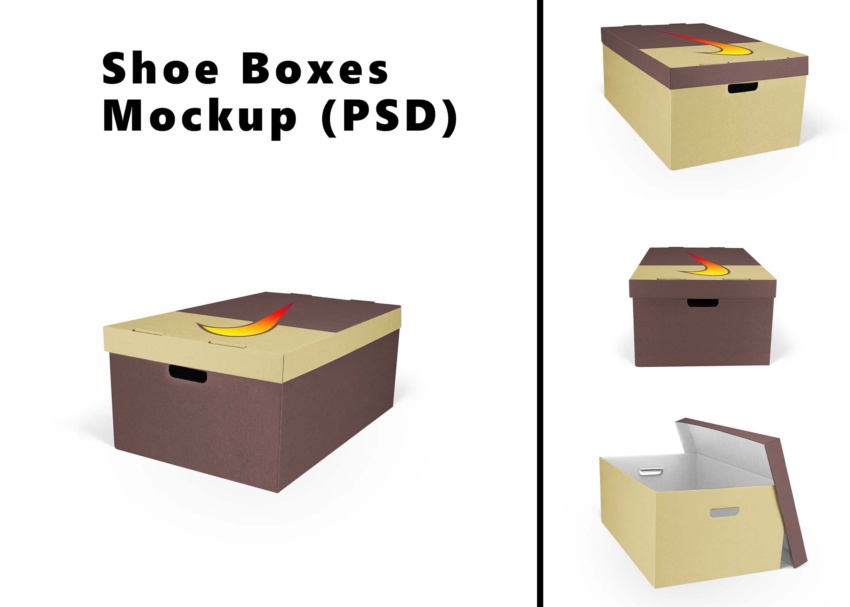 Stylish Shoe Box Mockup for Designers Shoe Boxes Mockup (PSD)