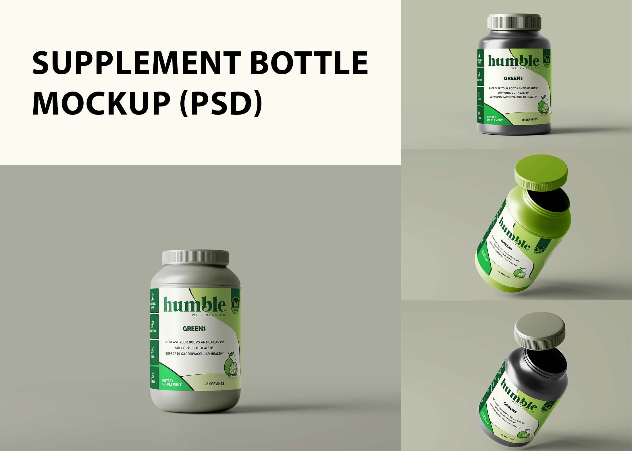 Supplement Bottle Mockup (PSD)