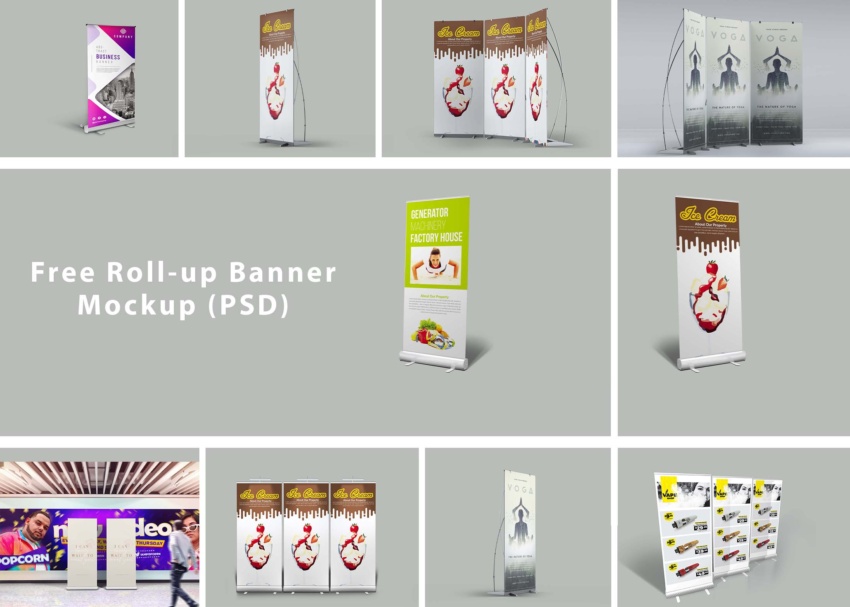Free Roll-up Banner Mockup (PSD)