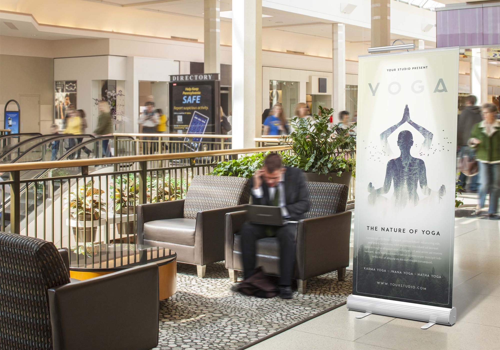 Free Roll up Banner Mockup PSD 3