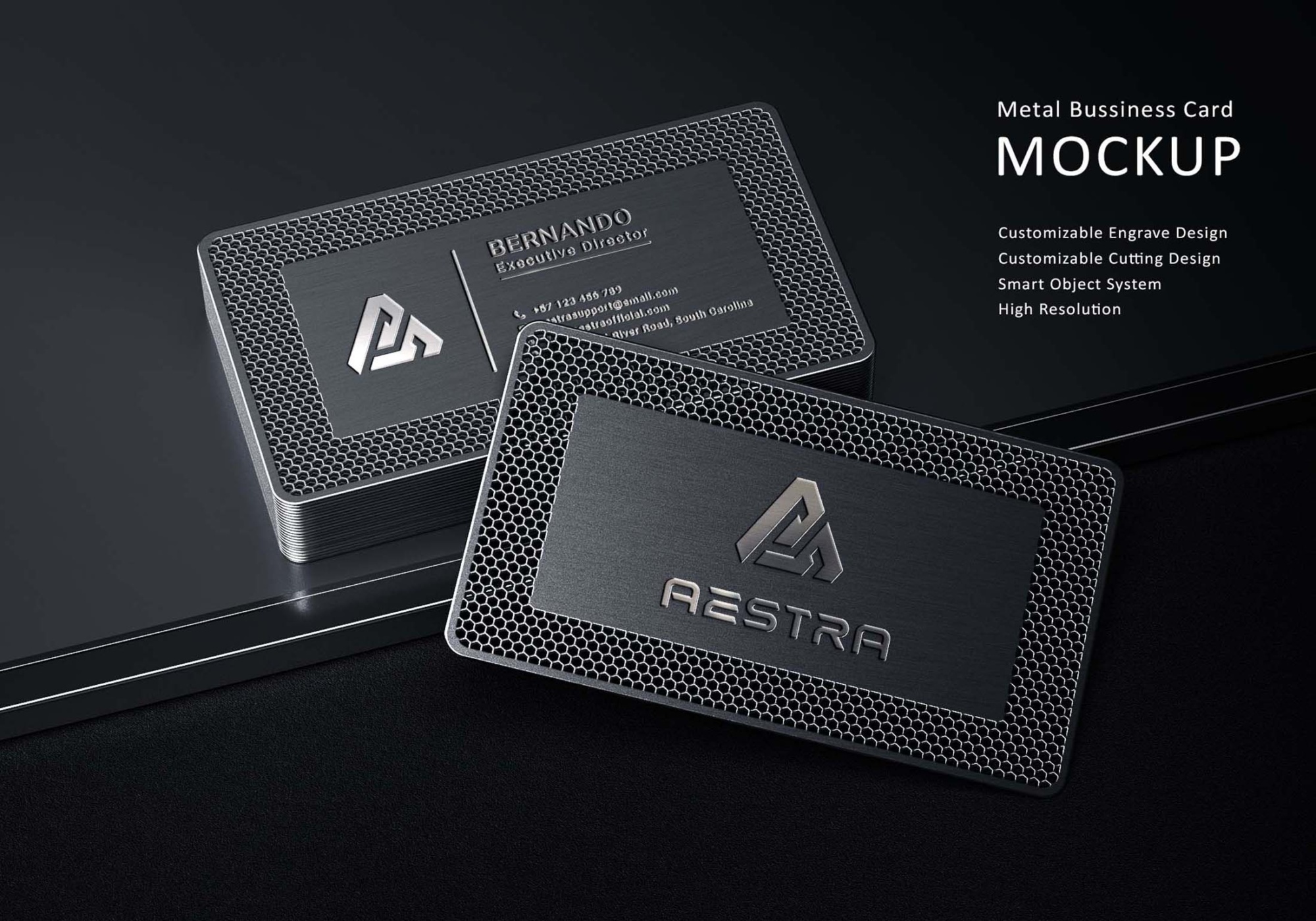 Realistic Metal Business Card Mockup Metal Business Card MockupPSD 5