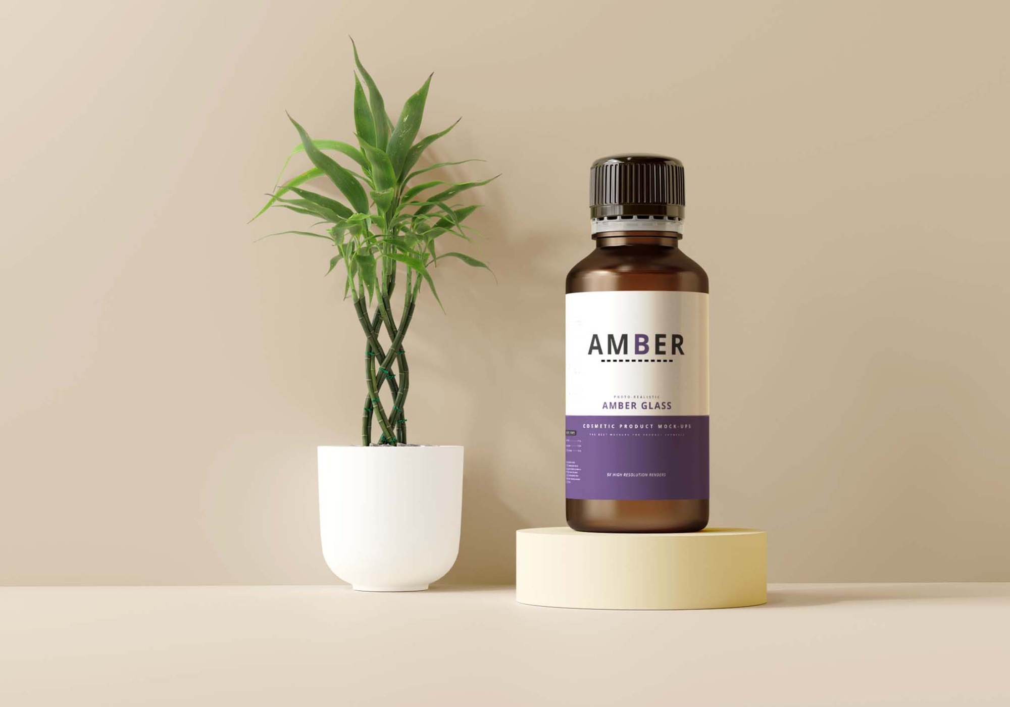 Amber Glass Bottle Mockup 10