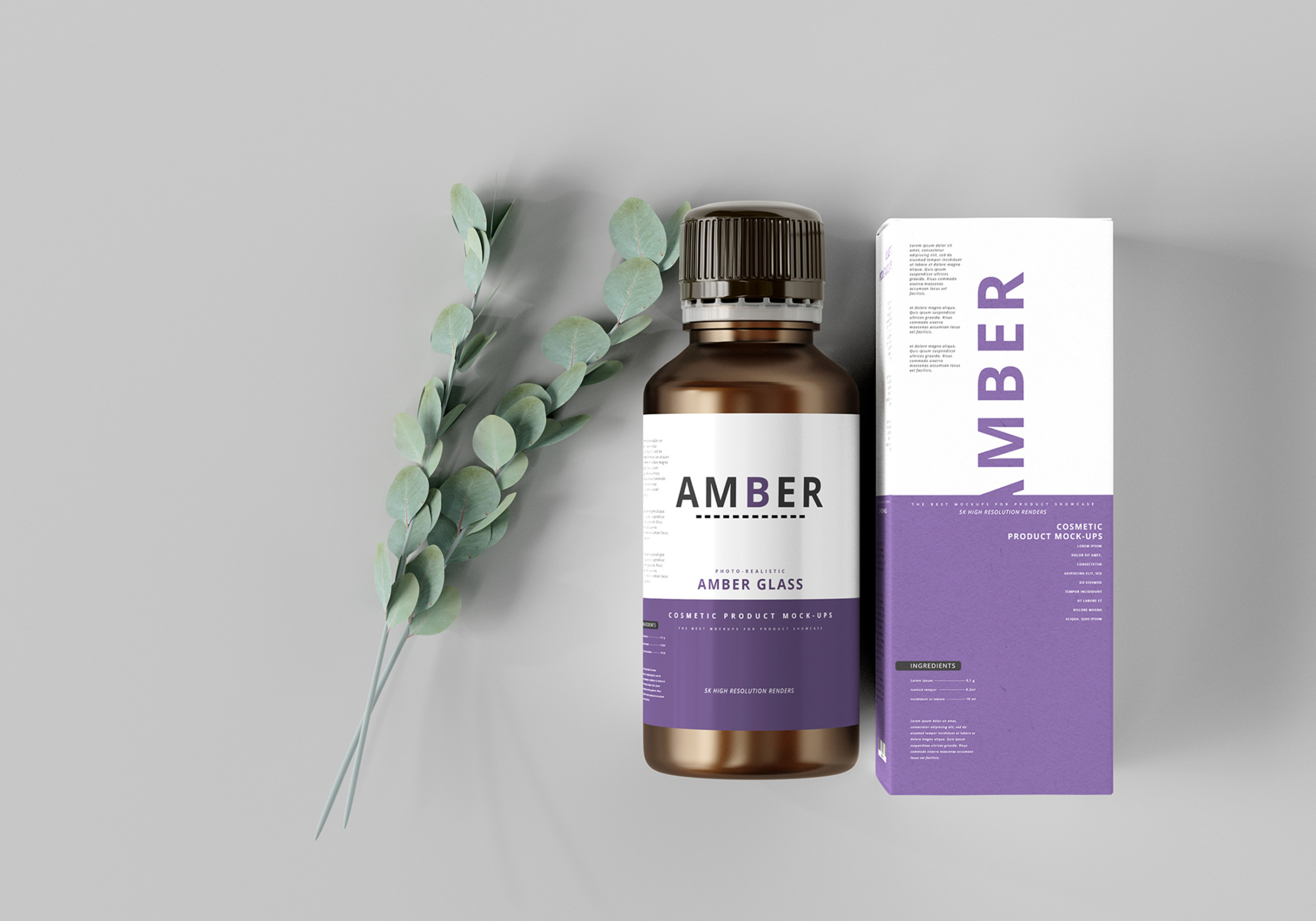 Amber Glass Bottle Mockup 8