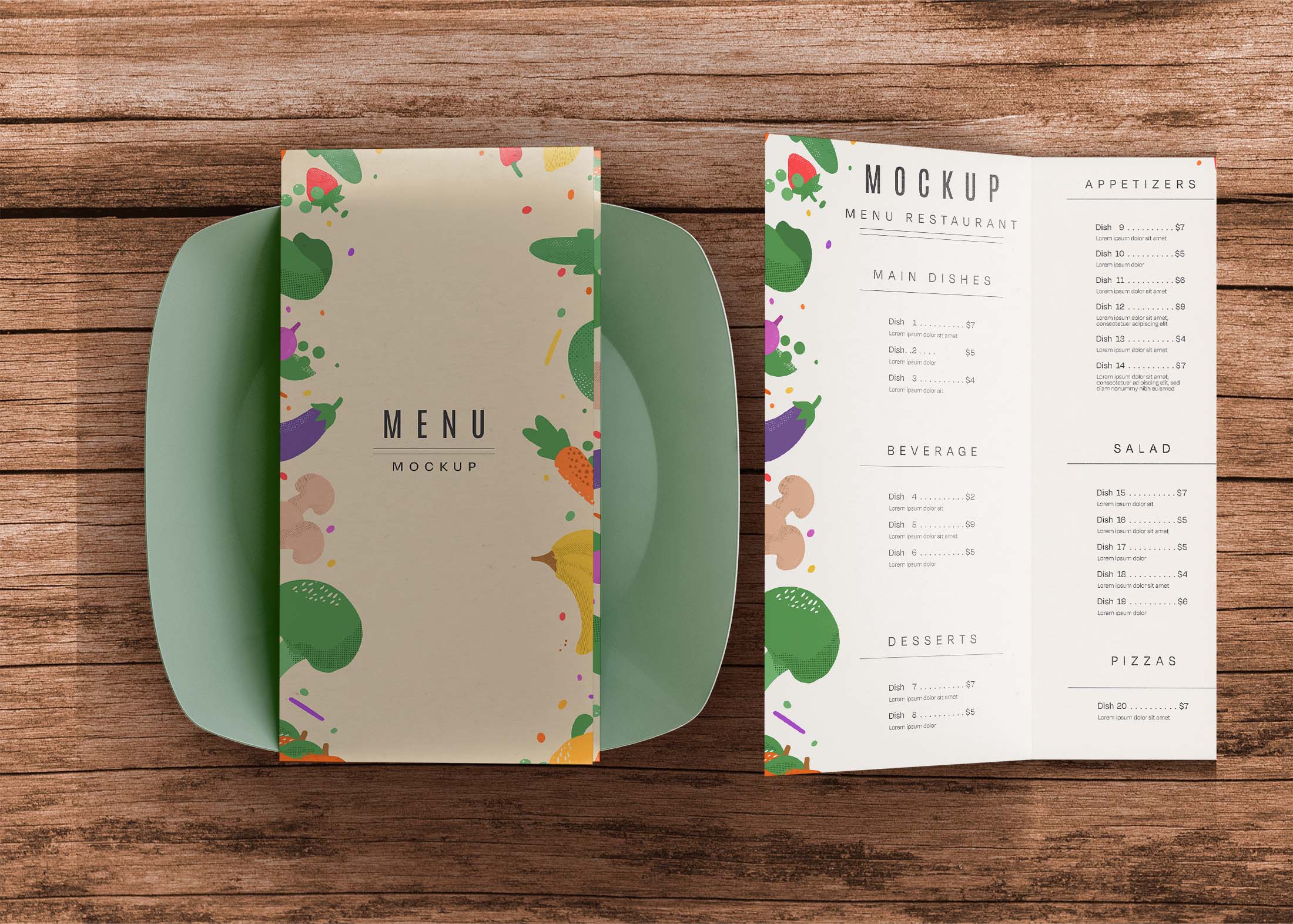 Downloadable Food Menu Mockup Template Food Menu Mockup