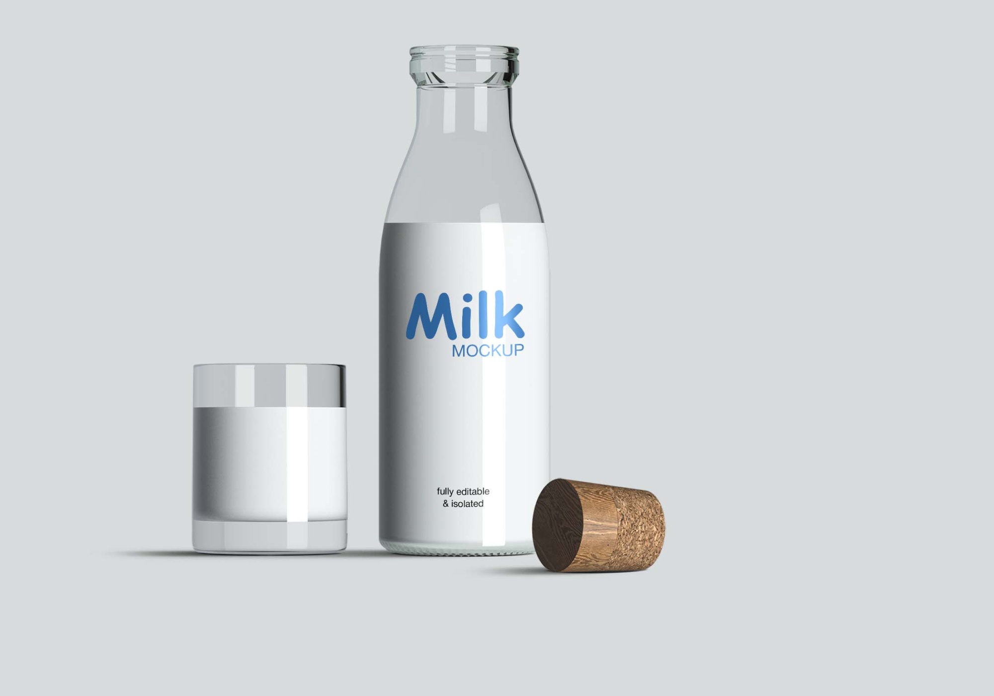 Glass Milk Bottle Mockup PSD 2