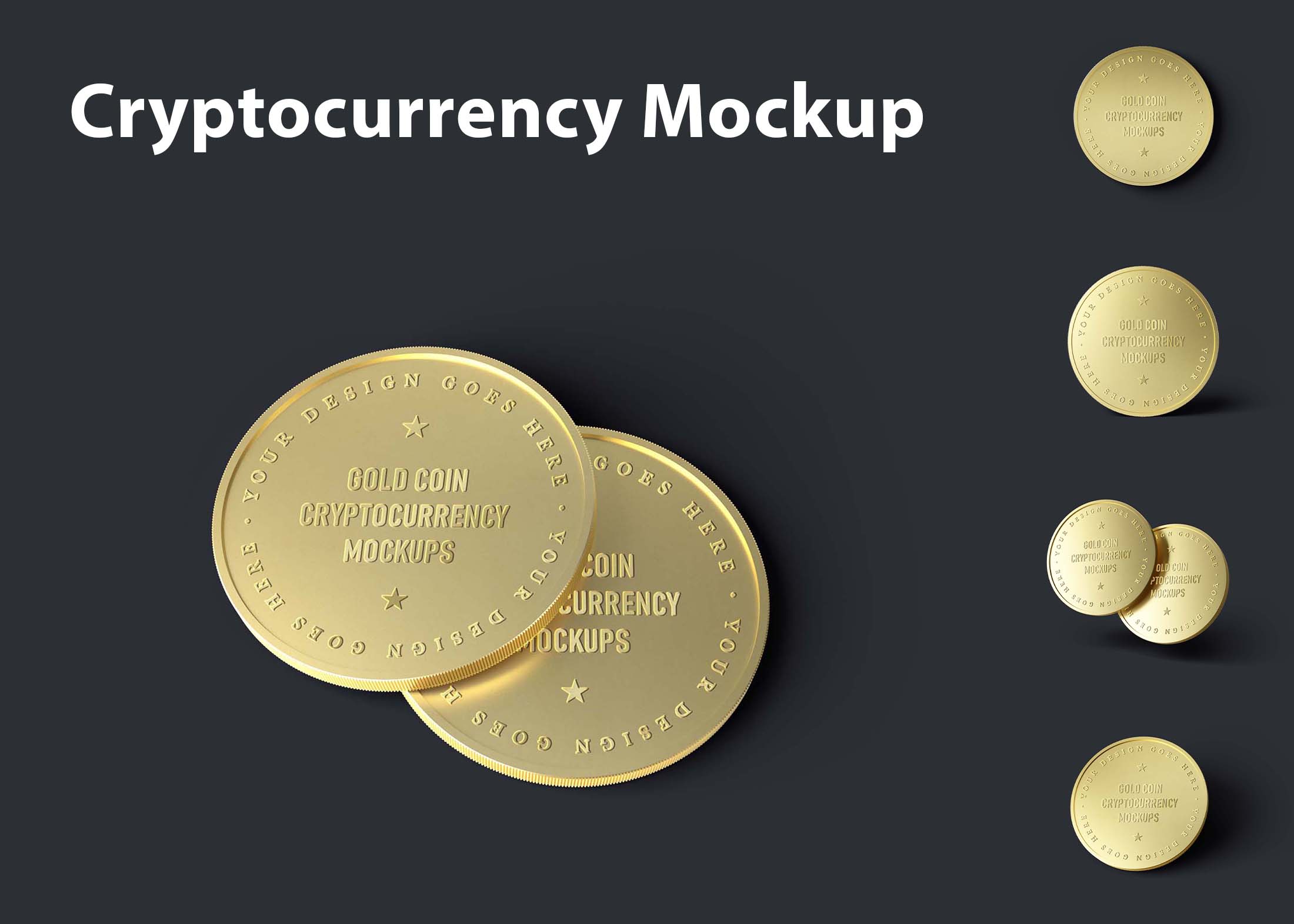 Stylish Gold Cryptocurrency PSD Mockup