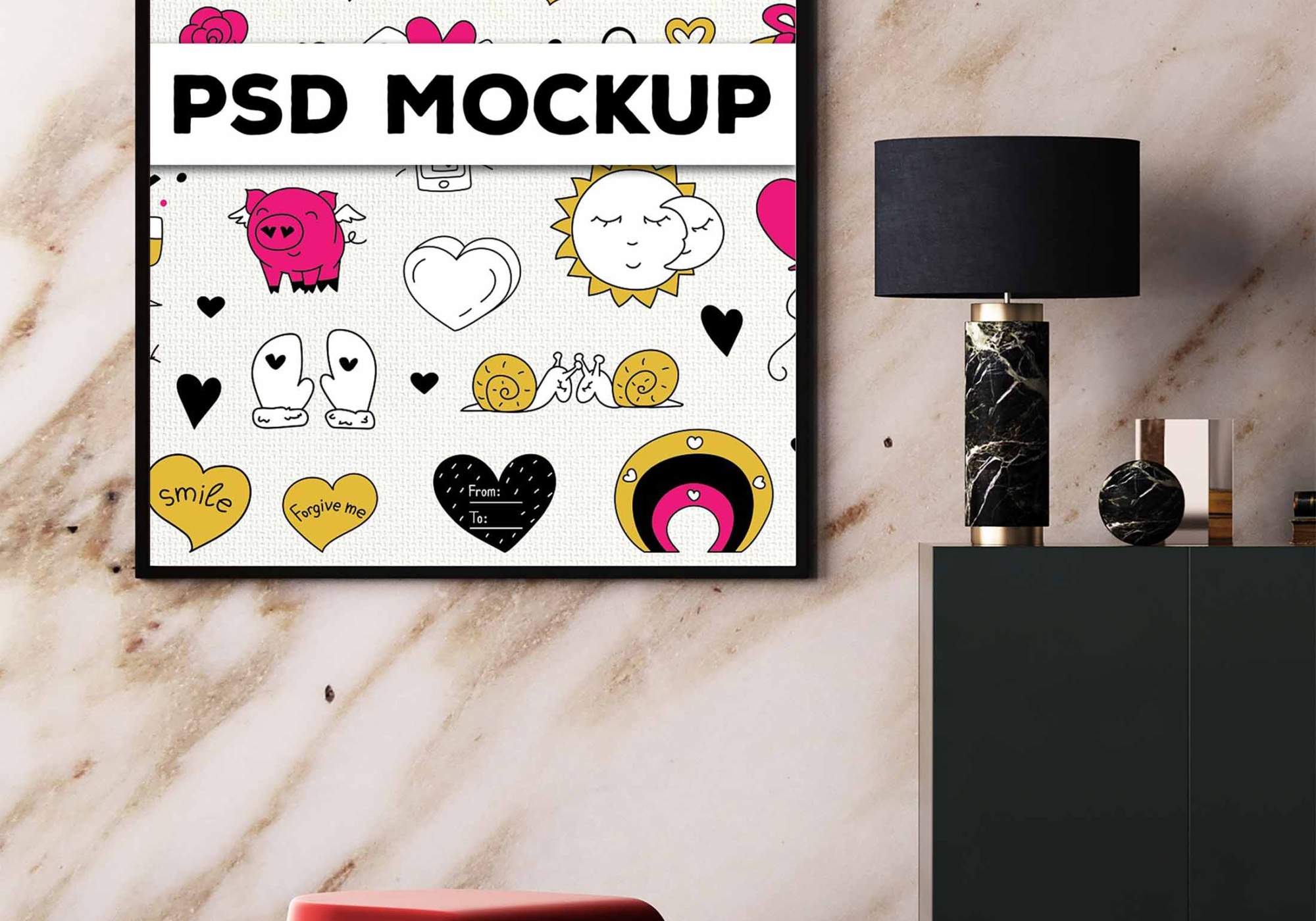 Wall Poster Mockup (PSD) Wall Poster Mockup PSD 1