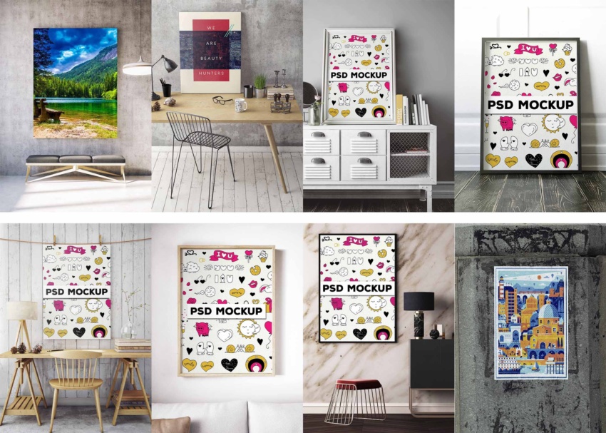 Wall Poster Mockup (PSD) Wall Poster Mockup PSD 9