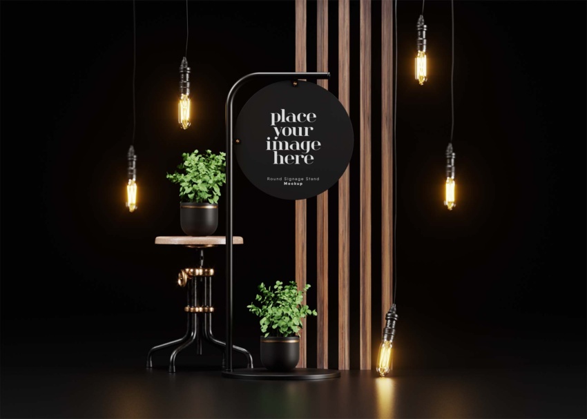 Luxury Signage Stand Mockup 1