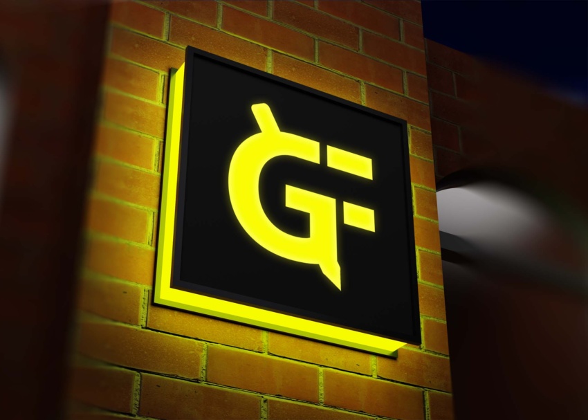 Yellow Light Wall Sign Mockup Yellow Light Wall Sign Mockup 1