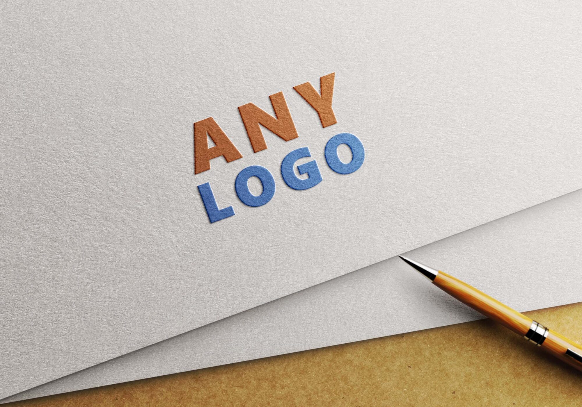 Embossed Logo Mockup with pen 2