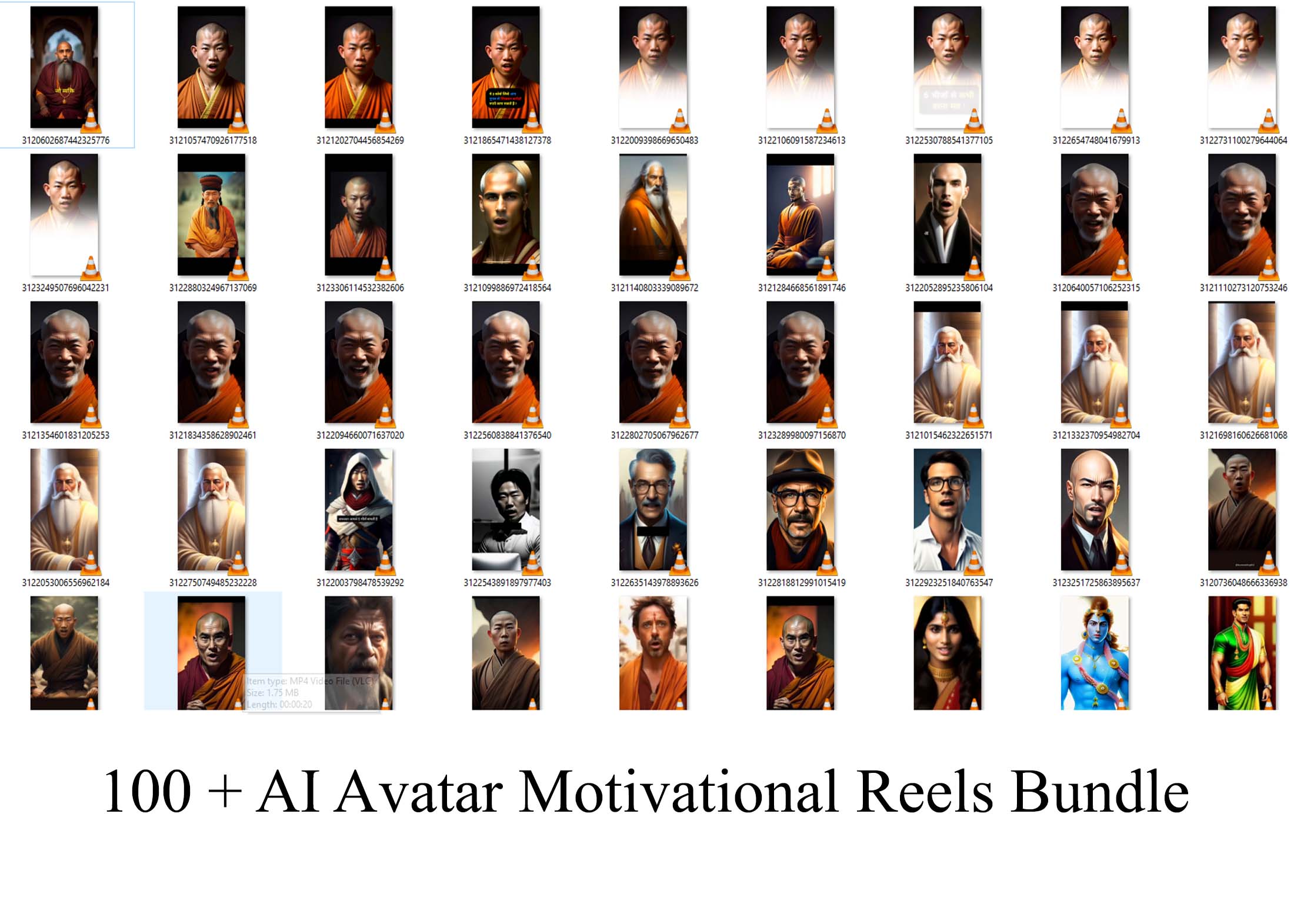 100+AI Avatar Motivational Reels Bundle
