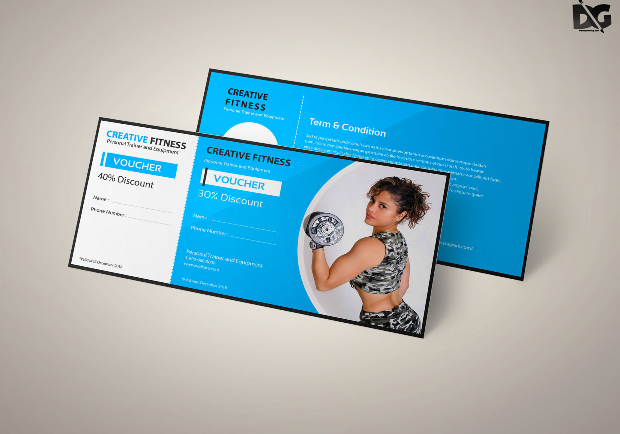 Free Download Gym PSD Gift Card Template 1