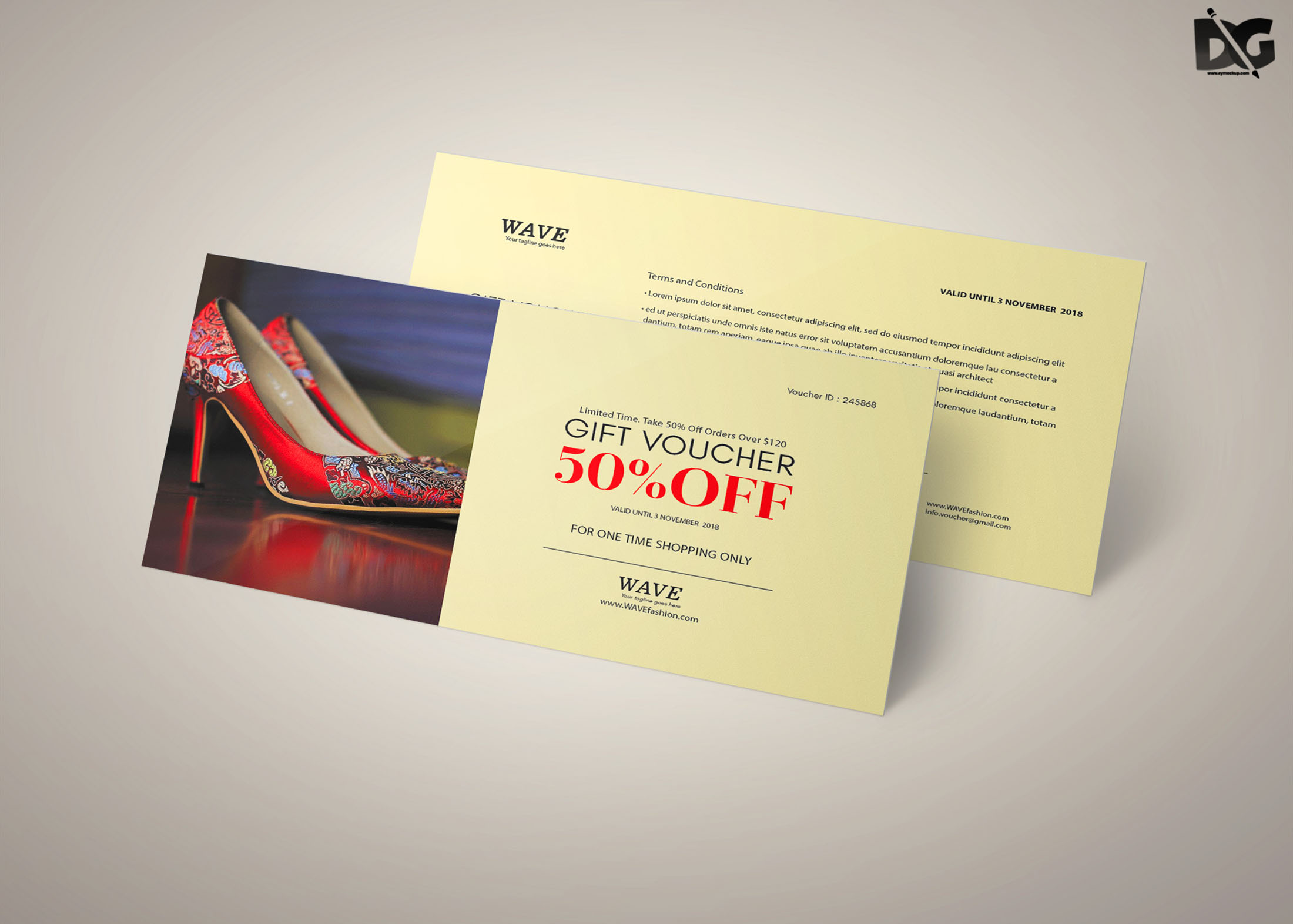 Free PSD Sandals Discount Gift Card Template 1