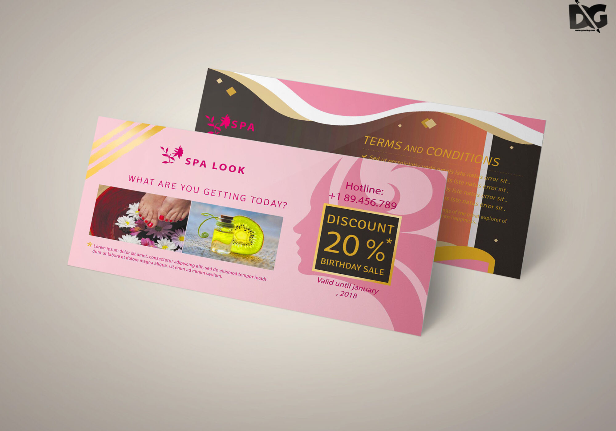 Free PSD Spa Lounge Gift Card Template 1