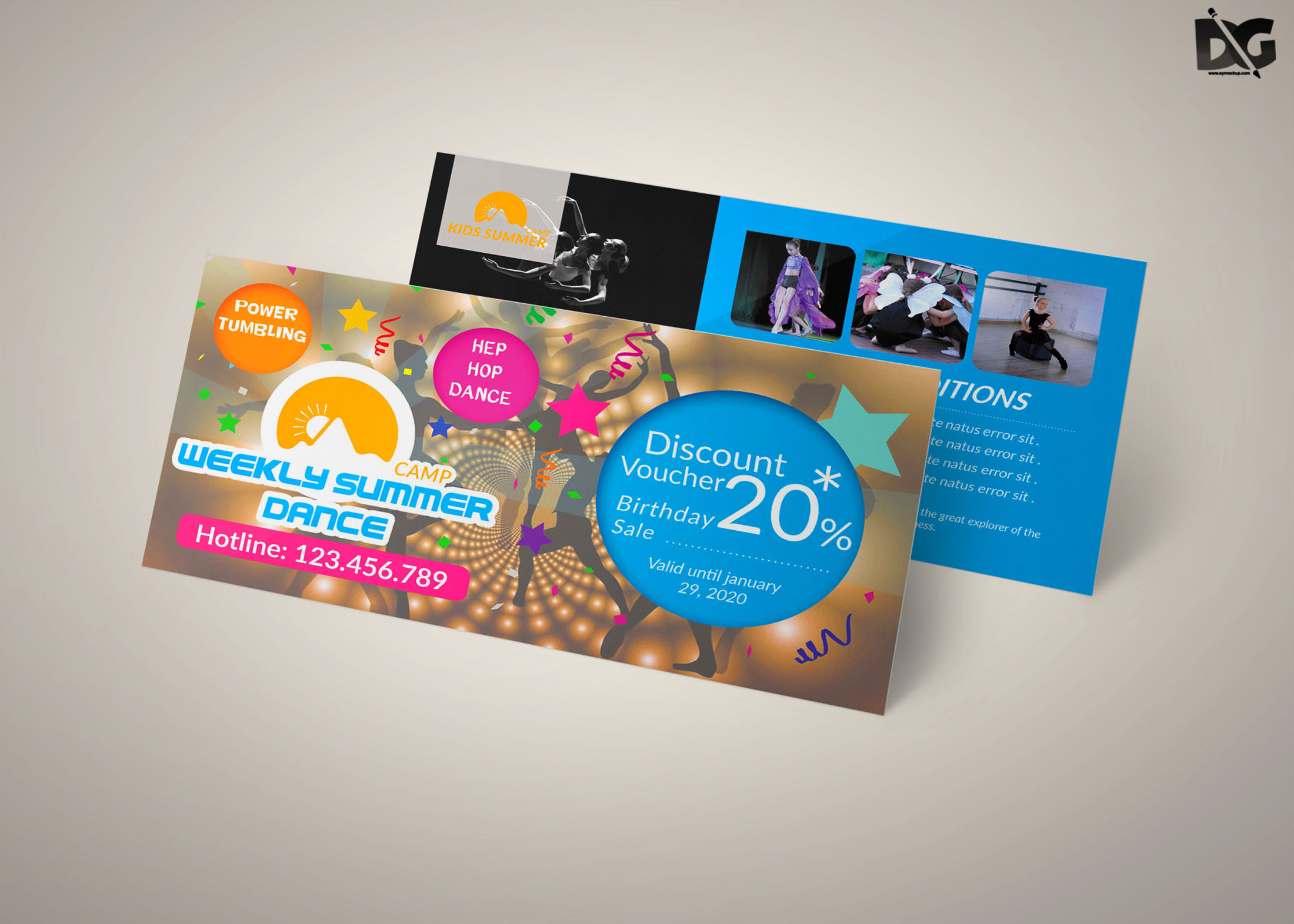 Free PSD Summer Training Gift Card Template 1